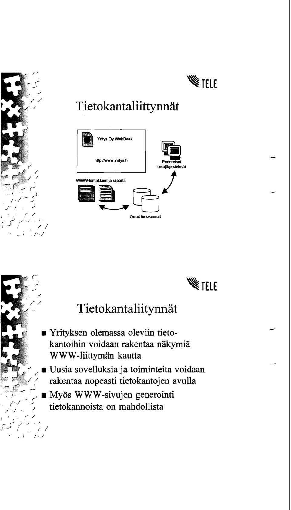 tietokantoihin voidaan rakentaa nakymia W WW-liittymän kautta Uusia sovelluksia ja