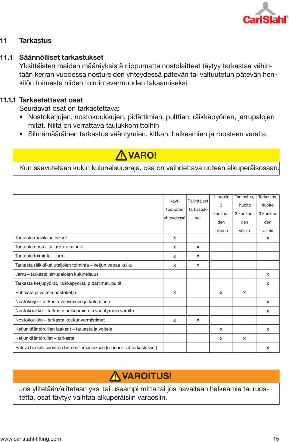 henkilön toimesta niiden toimintavarmuuden takaamiseksi. 11