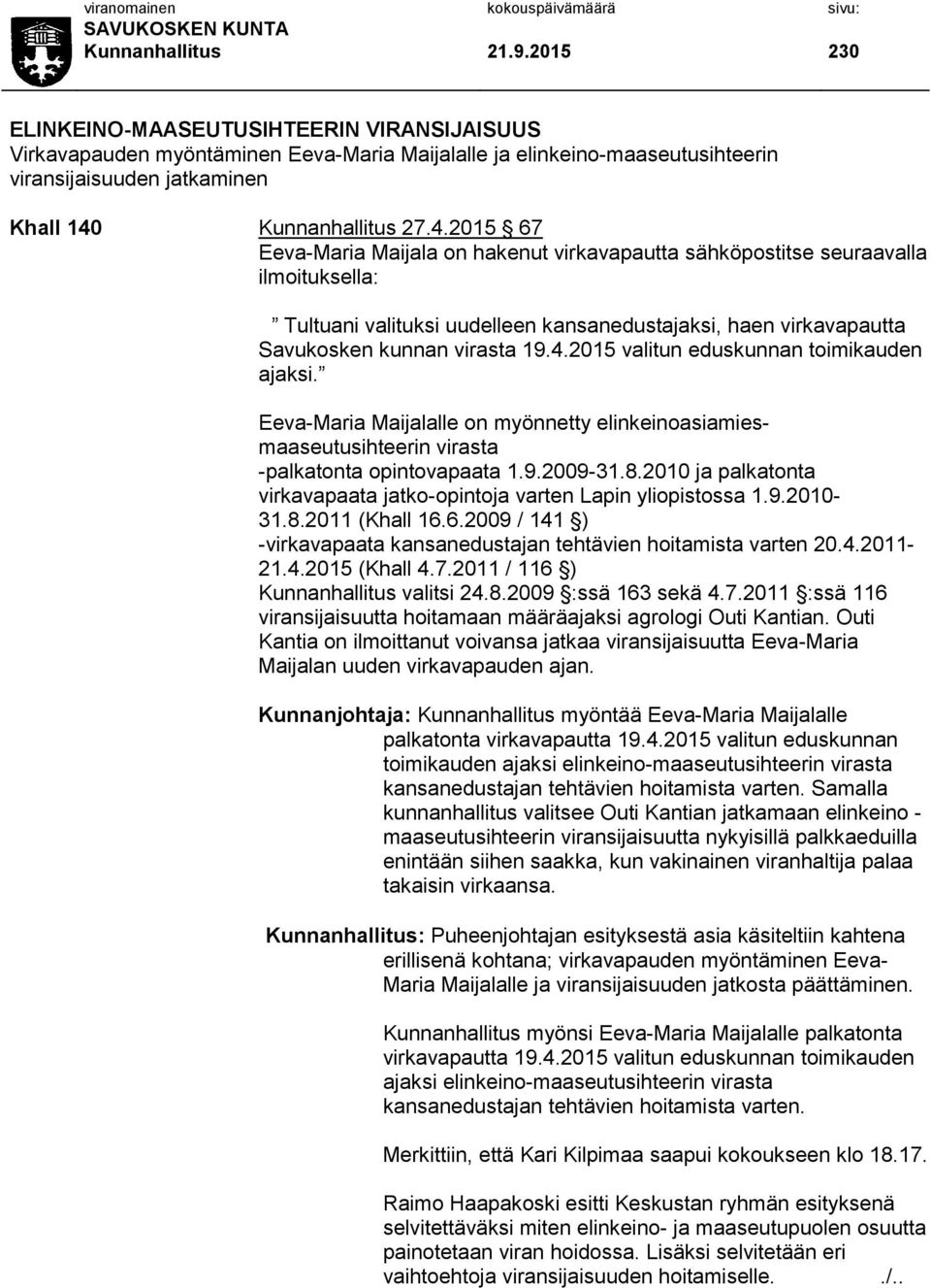 Kunnanhallitus 27.4.