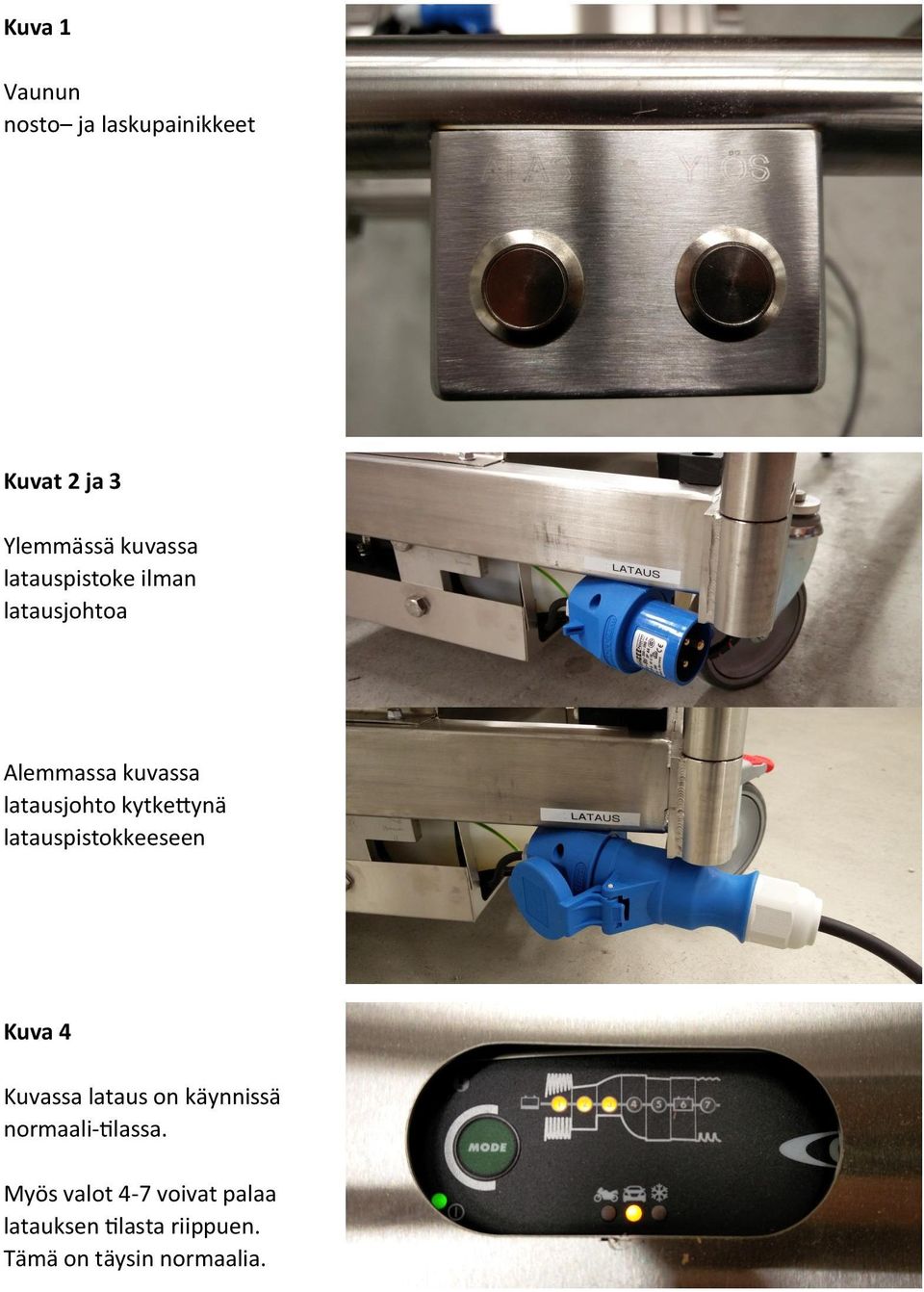 latauspistokkeeseen Kuva 4 Kuvassa lataus on käynnissä normaali-tilassa.