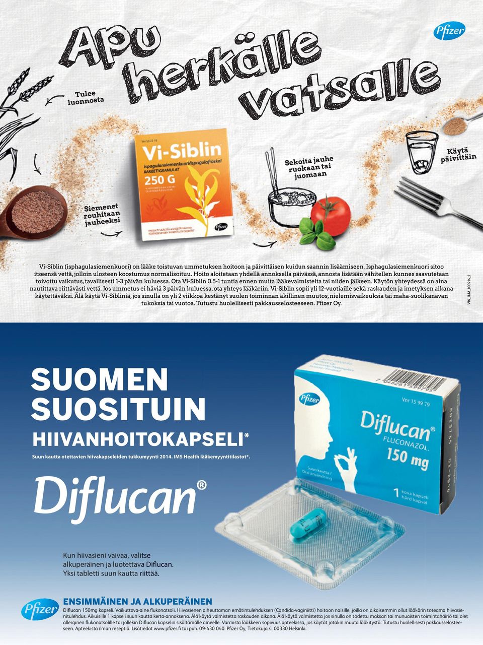 ENSIMMÄINEN JA ALKUPERÄINEN Diﬂucan 150mg kapseli. Vaikuttava-aine ﬂukonatsoli.