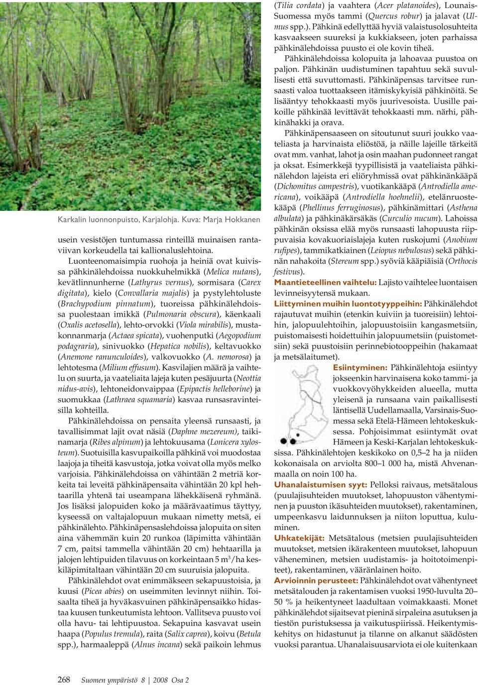 pystylehtoluste (Brachypodium pinnatum), tuoreissa pähkinälehdoissa puolestaan imikkä (Pulmonaria obscura), käenkaali (Oxalis acetosella), lehto-orvokki (Viola mirabilis), mustakonnanmarja (Actaea