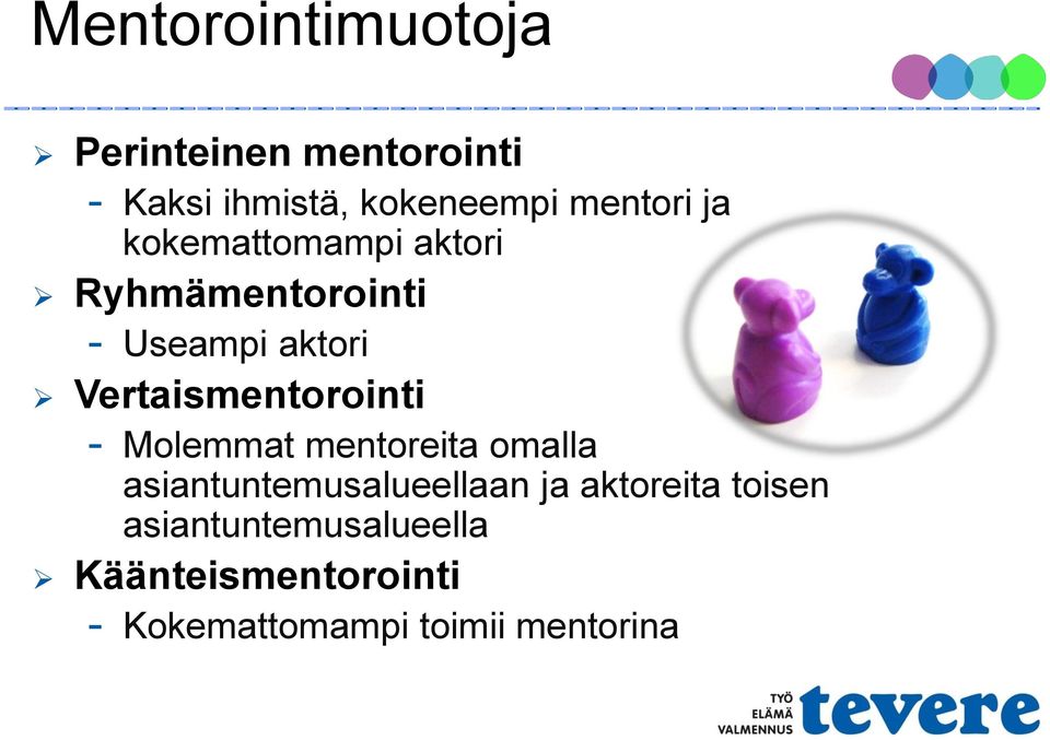Vertaismentorointi - Molemmat mentoreita omalla asiantuntemusalueellaan ja