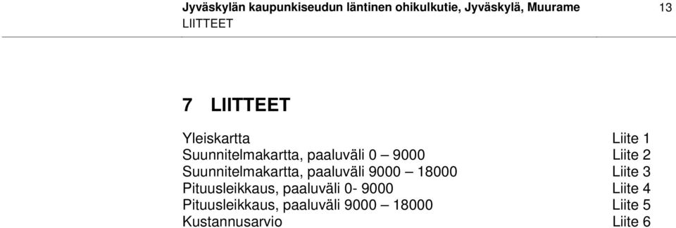 Liite 2 Suunnitelmakartta, paaluväli 9000 18000 Liite 3 Pituusleikkaus,