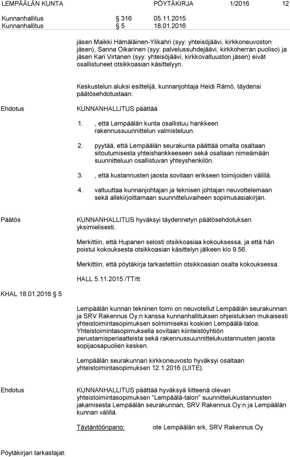 Kunnanhallitus 5 18.01.