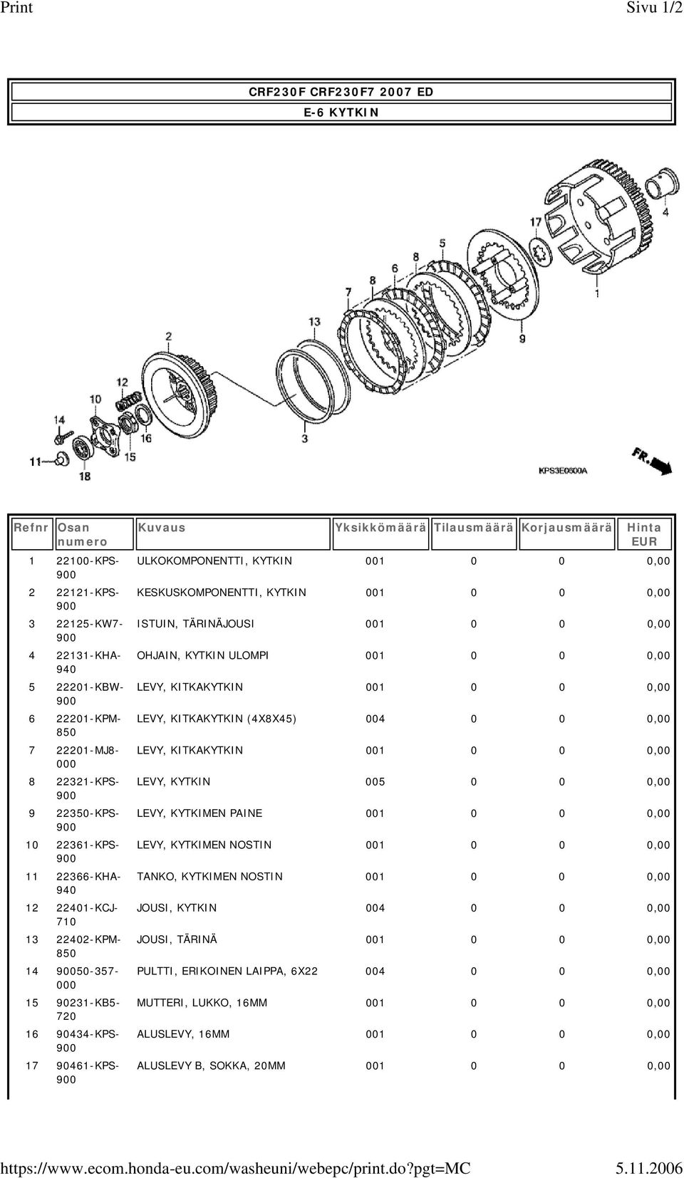 TÄRINÄJOUSI OHJAIN, KYTKIN ULOMPI LEVY, KITKAKYTKIN LEVY, KITKAKYTKIN (4X8X45) 004 0 0 0,00 LEVY, KITKAKYTKIN LEVY, KYTKIN 005 0 0 0,00 LEVY, KYTKIMEN PAINE LEVY,