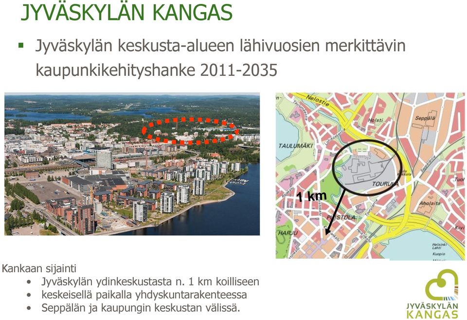 Jyväskylän ydinkeskustasta n.