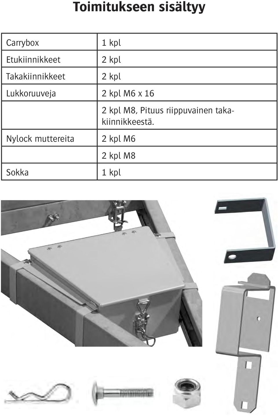 kpl M6 x 16 Nylock muttereita Sokka 2 kpl M8,