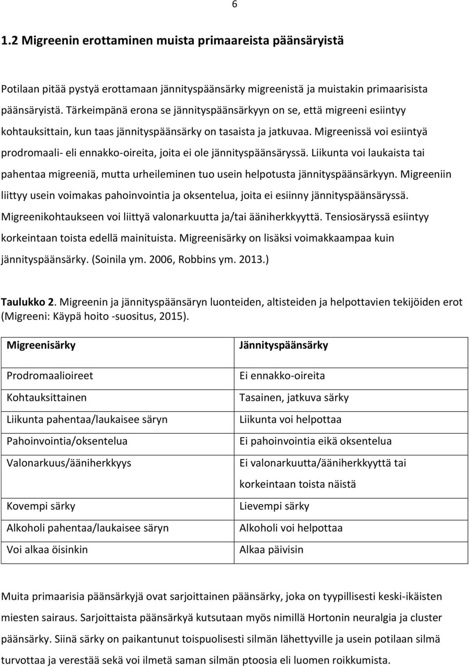 Migreenissä voi esiintyä prodromaali- eli ennakko-oireita, joita ei ole jännityspäänsäryssä. Liikunta voi laukaista tai pahentaa migreeniä, mutta urheileminen tuo usein helpotusta jännityspäänsärkyyn.