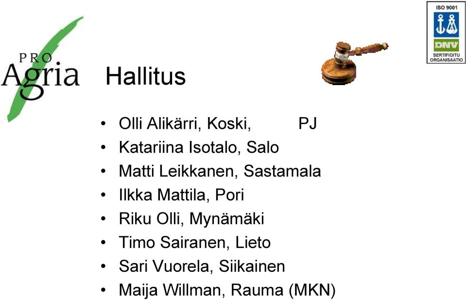 Mattila, Pori Riku Olli, Mynämäki Timo Sairanen,