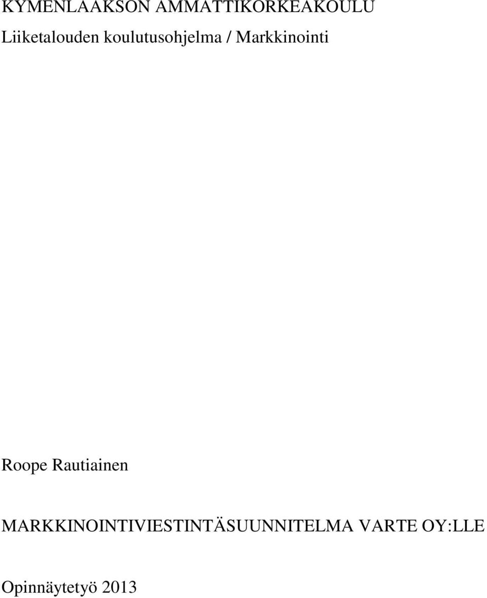 Markkinointi Roope Rautiainen