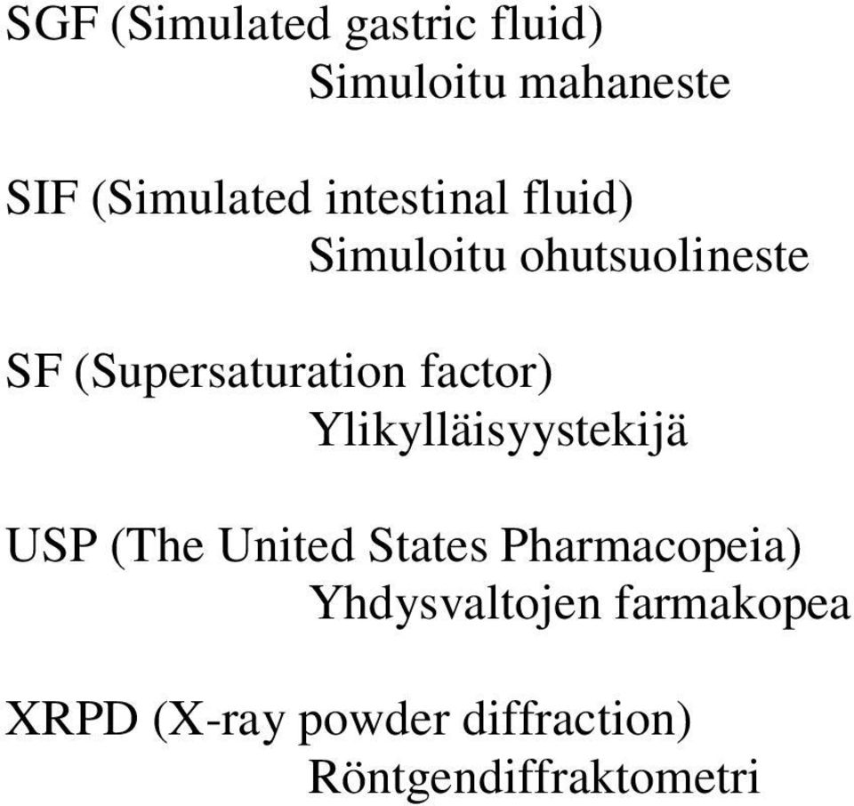 factor) Ylikylläisyystekijä USP (The United States Pharmacopeia)