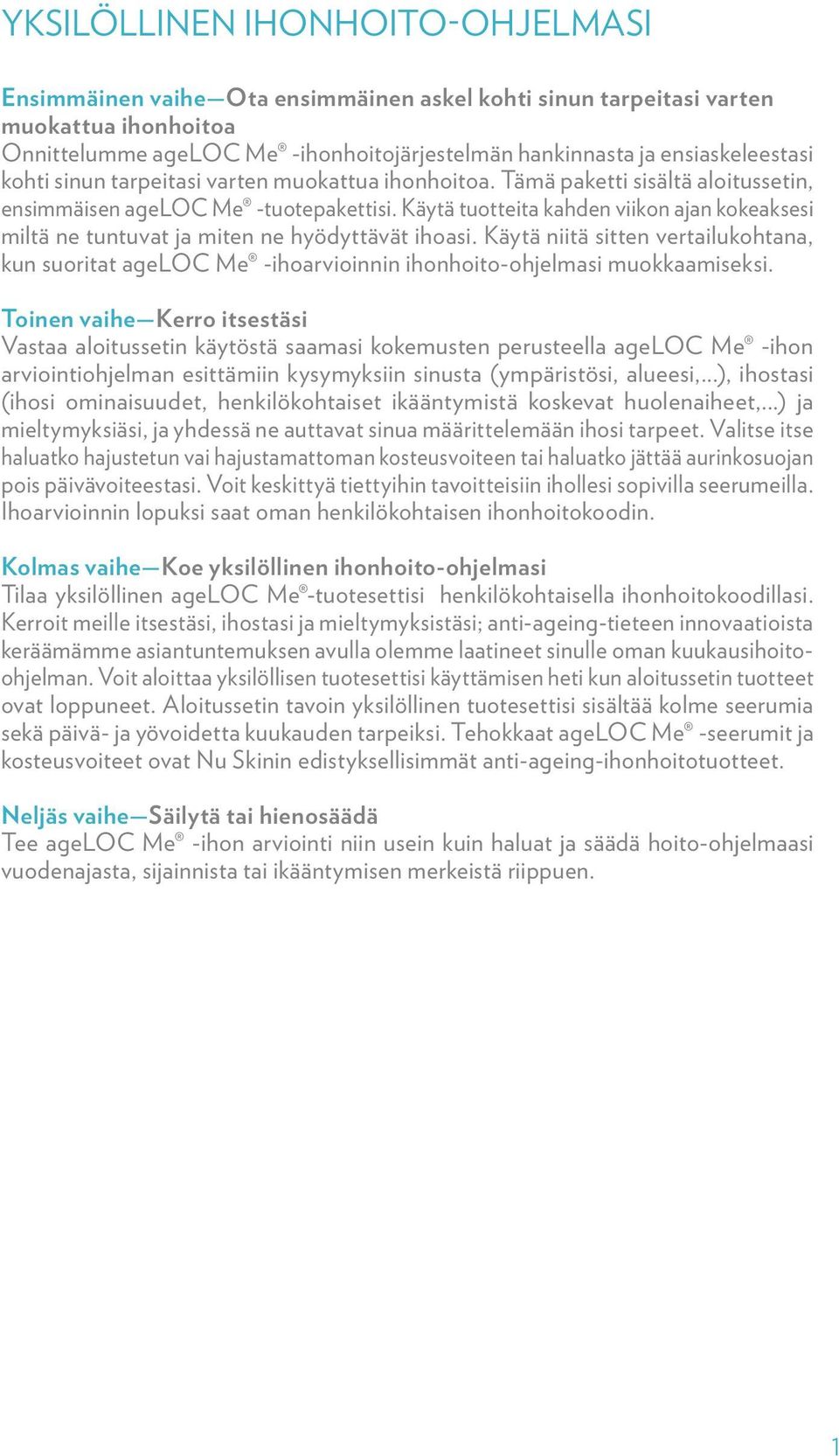 Käytä tuotteita kahden viikon ajan kokeaksesi miltä ne tuntuvat ja miten ne hyödyttävät ihoasi.