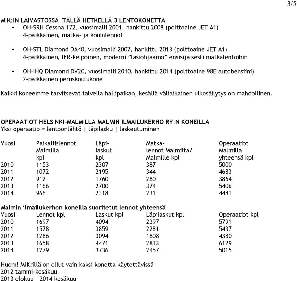 2-paikkainen peruskoulukone Kaikki koneemme tarvitsevat talvella hallipaikan, kesällä väliaikainen ulkosäilytys on mahdollinen.