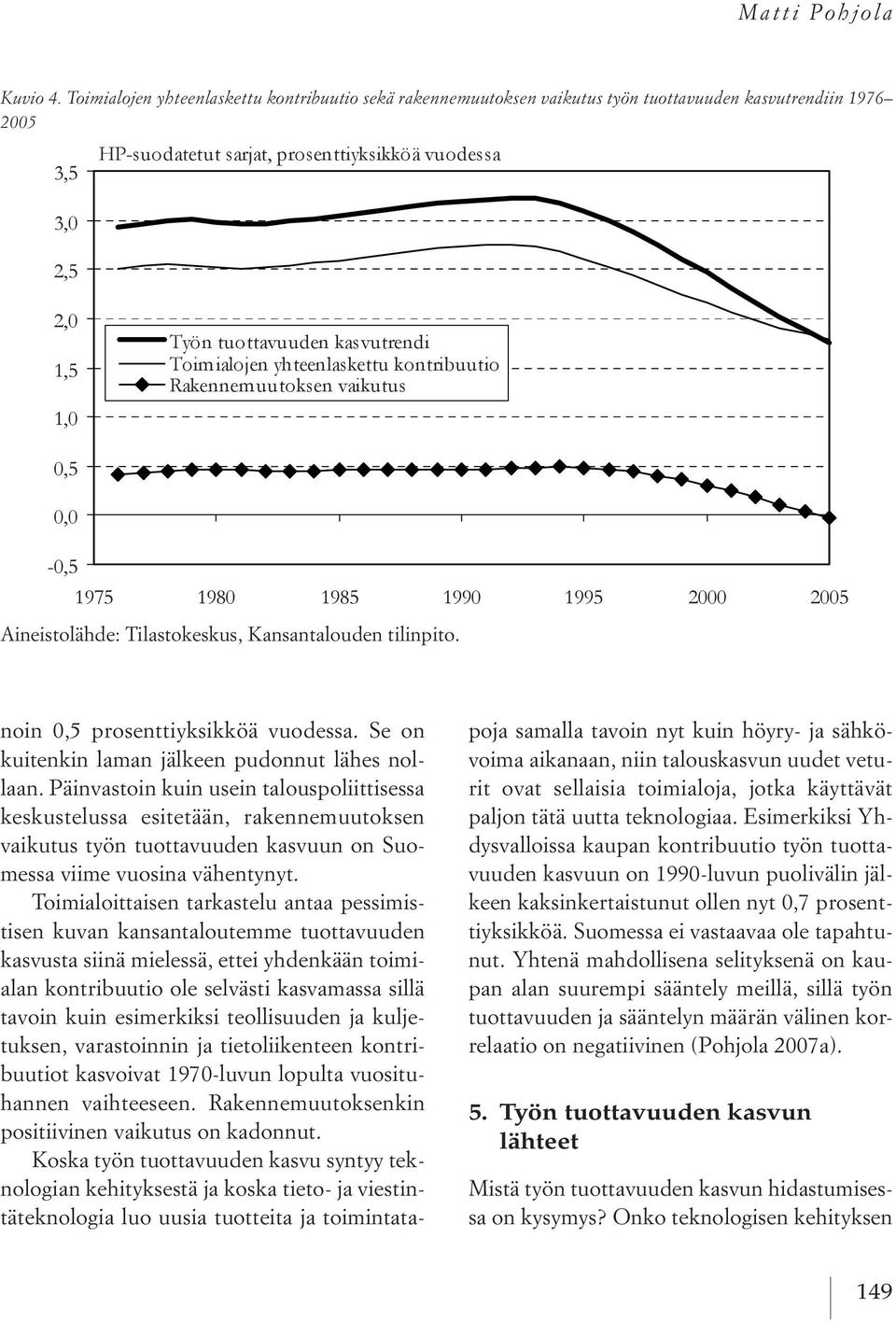 päinvastoin kuin usein talouspoliittisessa keskustelussa esitetään, rakennemuutoksen vaikutus työn tuottavuuden kasvuun on suomessa viime vuosina vähentynyt.