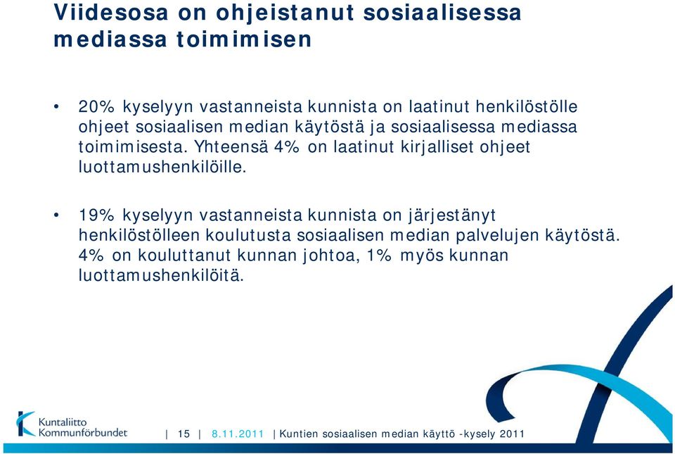 Yhteensä 4% on laatinut kirjalliset ohjeet luottamushenkilöille.