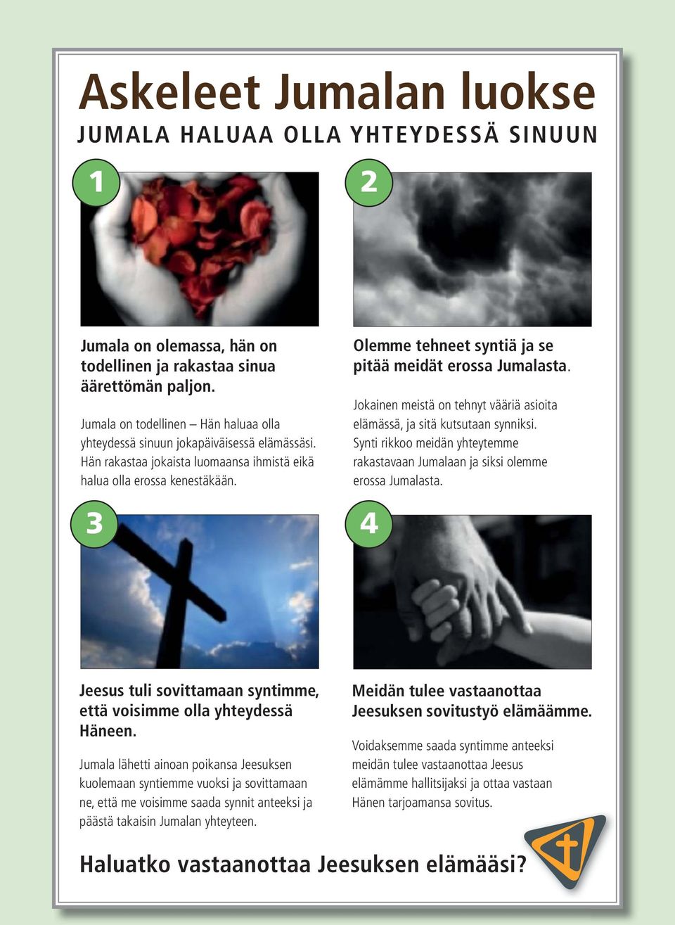 3 Olemme tehneet syntiä ja se pitää meidät erossa Jumalasta. Jokainen meistä on tehnyt vääriä asioita elämässä, ja sitä kutsutaan synniksi.