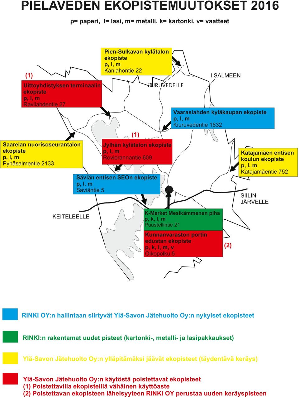 m Katajamäentie 752 Säviän entisen SEOn Säviäntie 5 SIILINJÄRVELLE KEITELEELLE K-Market Mesikämmenen piha Puustellintie 21 Kunnanvaraston portin edustan, v Oikopolku 5 RINKI OY:n