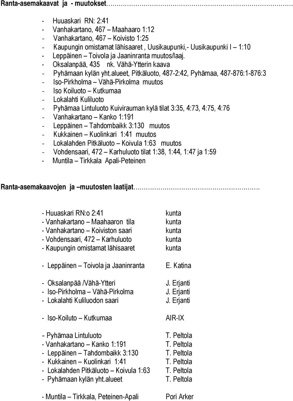 alueet, Pitkäluoto, 487-2:42, Pyhämaa, 487-876:1-876:3 - Iso-Pirkholma Vähä-Pirkolma muutos - Iso Koiluoto Kutkumaa - Lokalahti Kuliluoto - Pyhämaa Lintuluoto Kuivirauman kylä tilat 3:35, 4:73, 4:75,