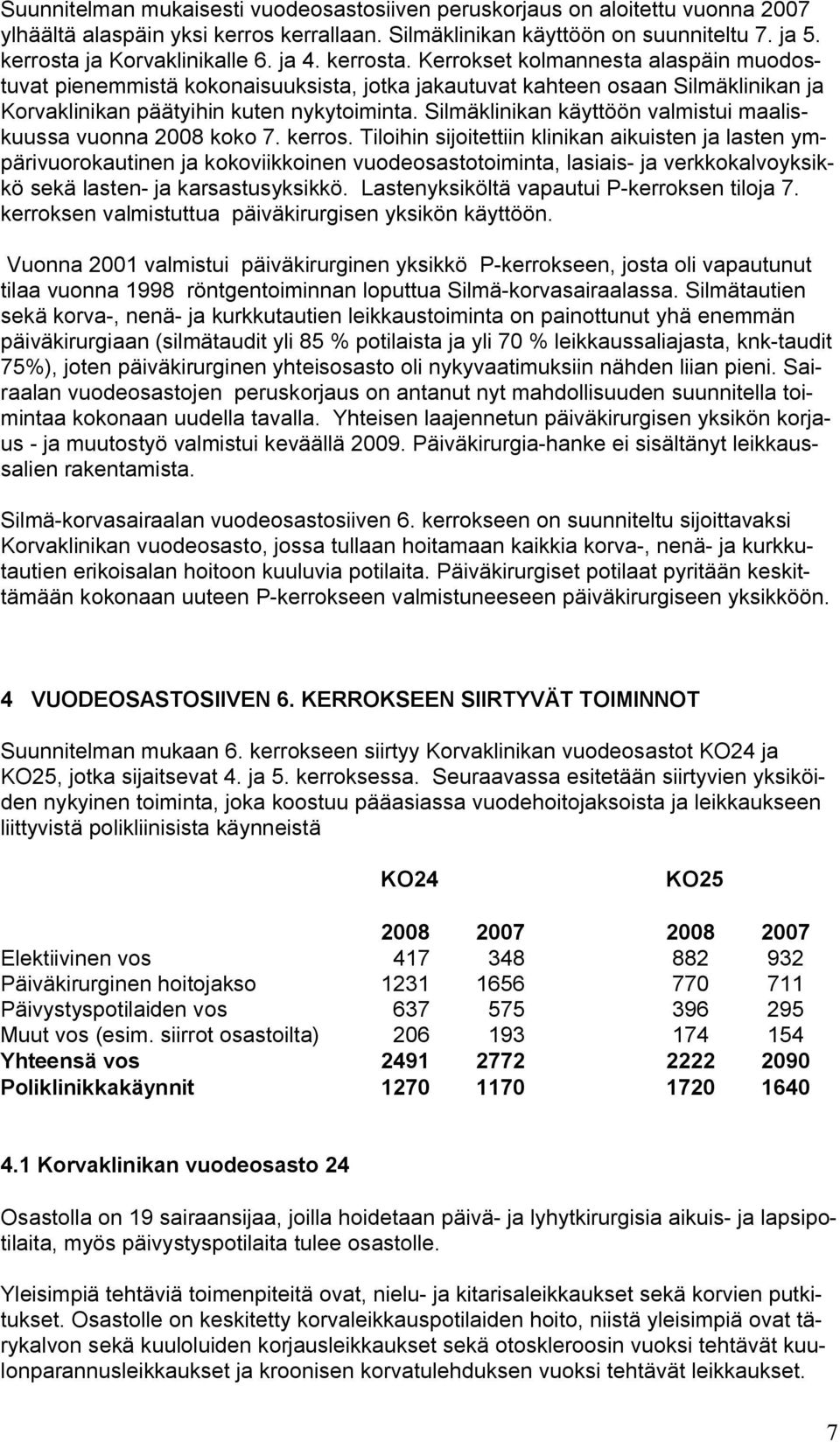 Silmäklinikan käyttöön valmistui maaliskuussa vuonna 2008 koko 7. kerros.