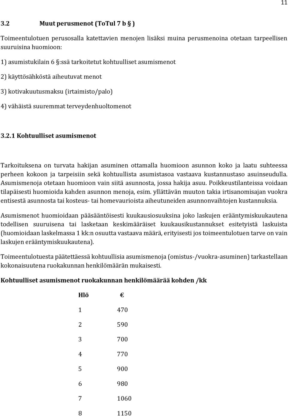 käyttösähköstä aiheutuvat menot 3) kotivakuutusmaksu (irtaimisto/palo) 4) vähäistä suuremmat terveydenhuoltomenot 3.2.