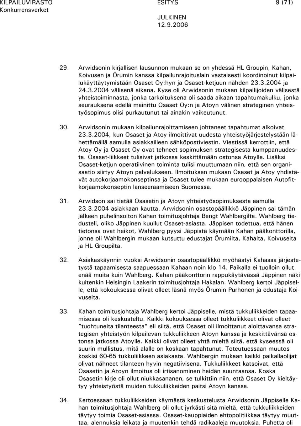 Osaset-ketjuun nähden 23.3.2004 ja 24.3.2004 välisenä aikana.