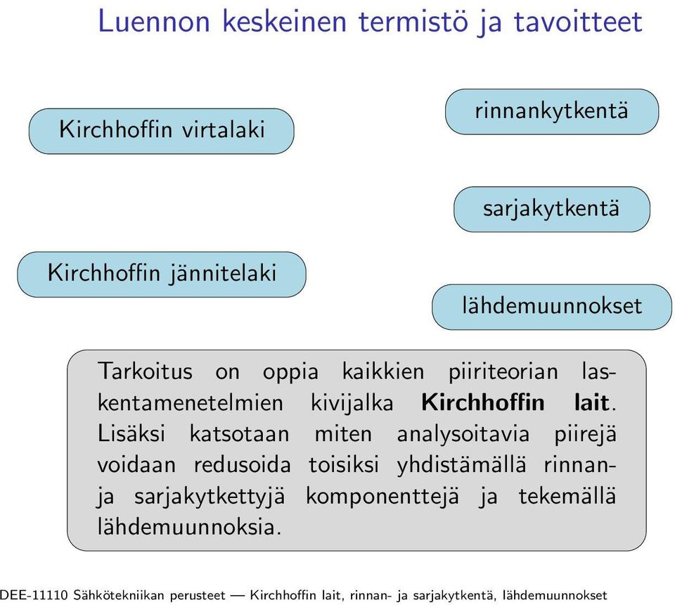 laskentamenetelmien kivijalka Kirchhoffin lait.