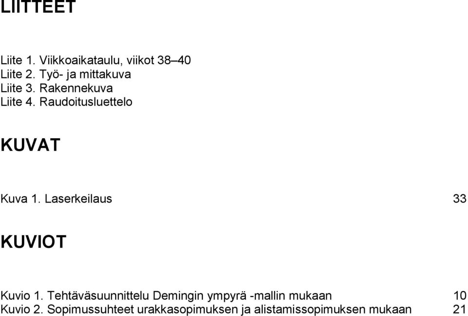 Raudoitusluettelo KUVAT Kuva 1. Laserkeilaus 33 KUVIOT Kuvio 1.