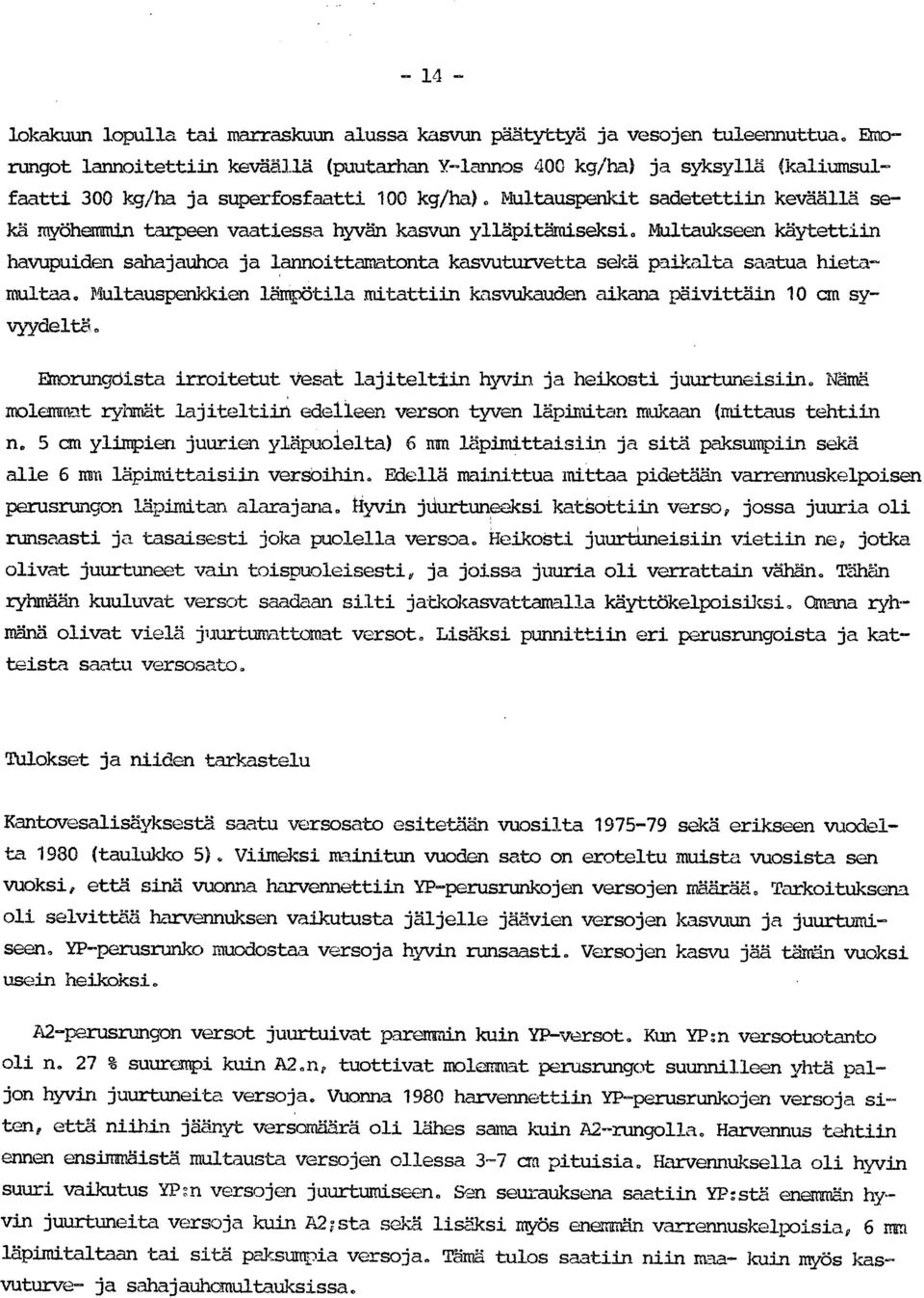 Multauspenkit sadetettiin keväällä sekä myöhemmin tarpeen vaatiessa hyvän kasvun ylläpitämiseksi.