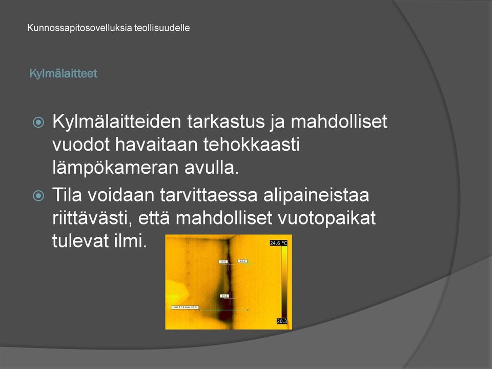 tehokkaasti lämpökameran avulla.