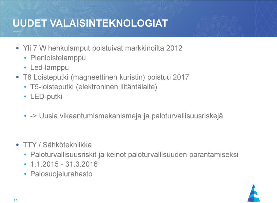 liitäntälaite) LED-putki -> Uusia vikaantumismekanismeja ja paloturvallisuusriskejä TTY /