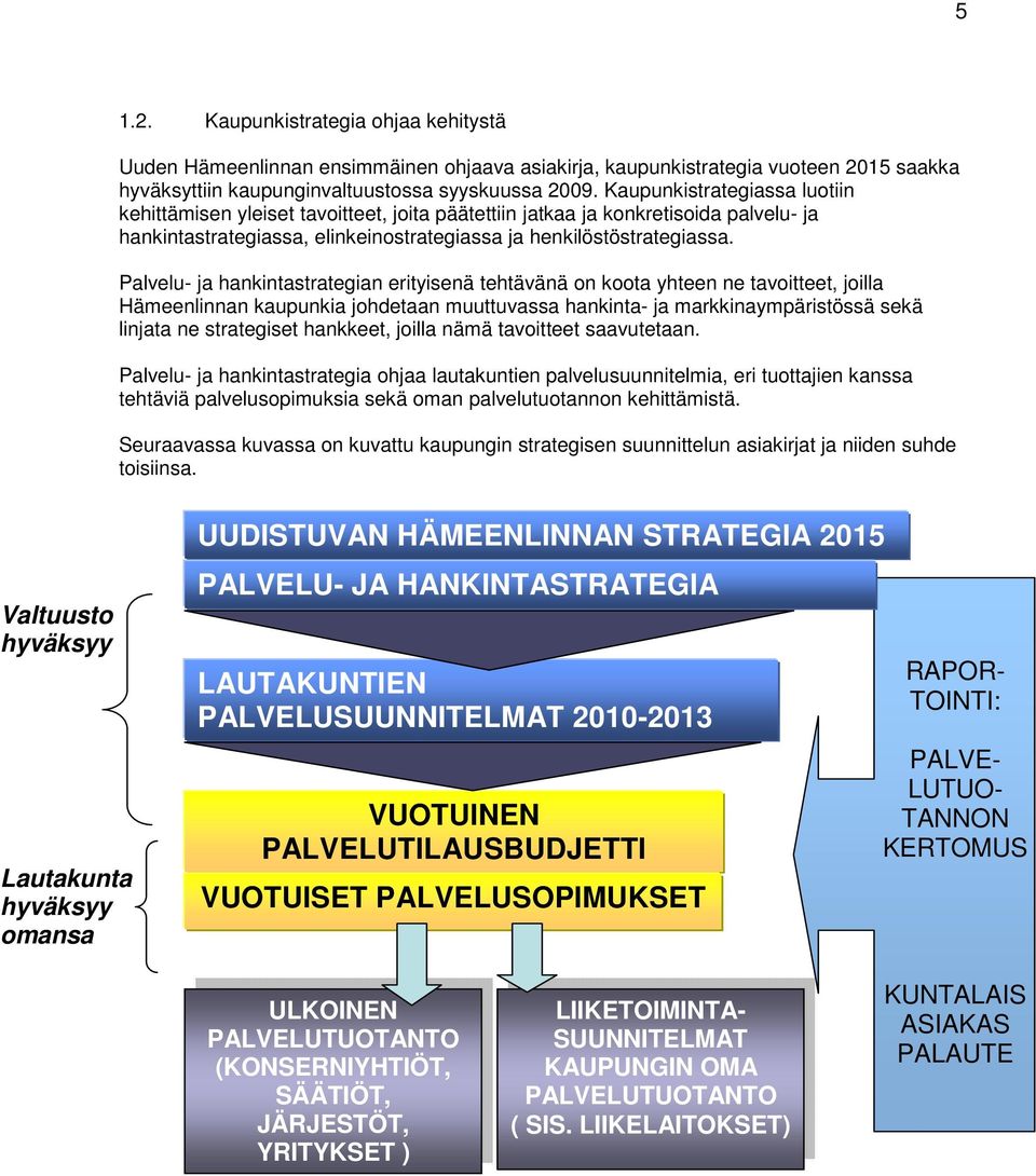 Palvelu- ja hankintastrategian erityisenä tehtävänä on koota yhteen ne tavoitteet, joilla Hämeenlinnan kaupunkia johdetaan muuttuvassa hankinta- ja markkinaympäristössä sekä linjata ne strategiset