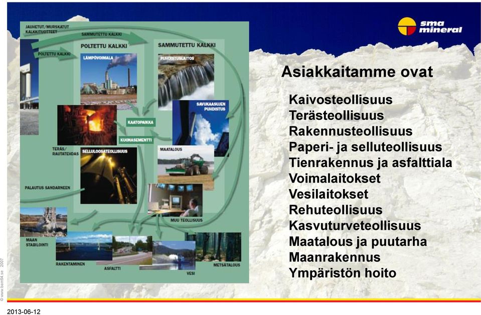 Rakennusteollisuus Paperi- ja selluteollisuus Tienrakennus ja