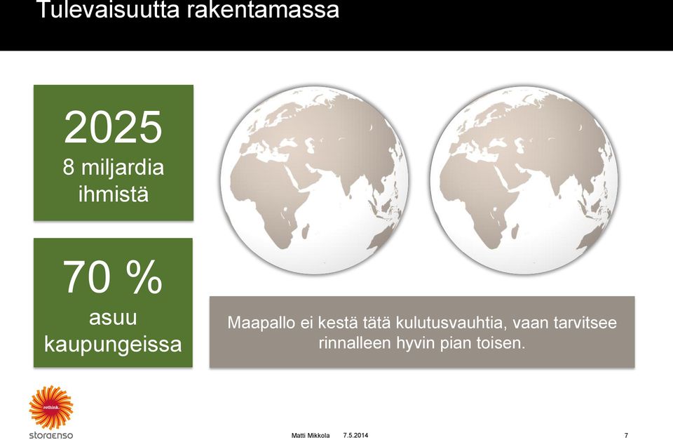 kaupungeissa Maapallo ei kestä tätä