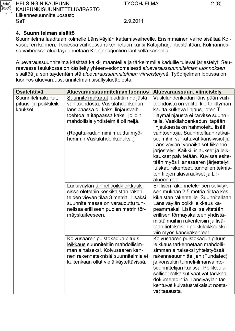 Aluevaraussuunnitelma käsittää kaikki maanteille ja tärkeimmille kaduille tulevat järjestelyt.