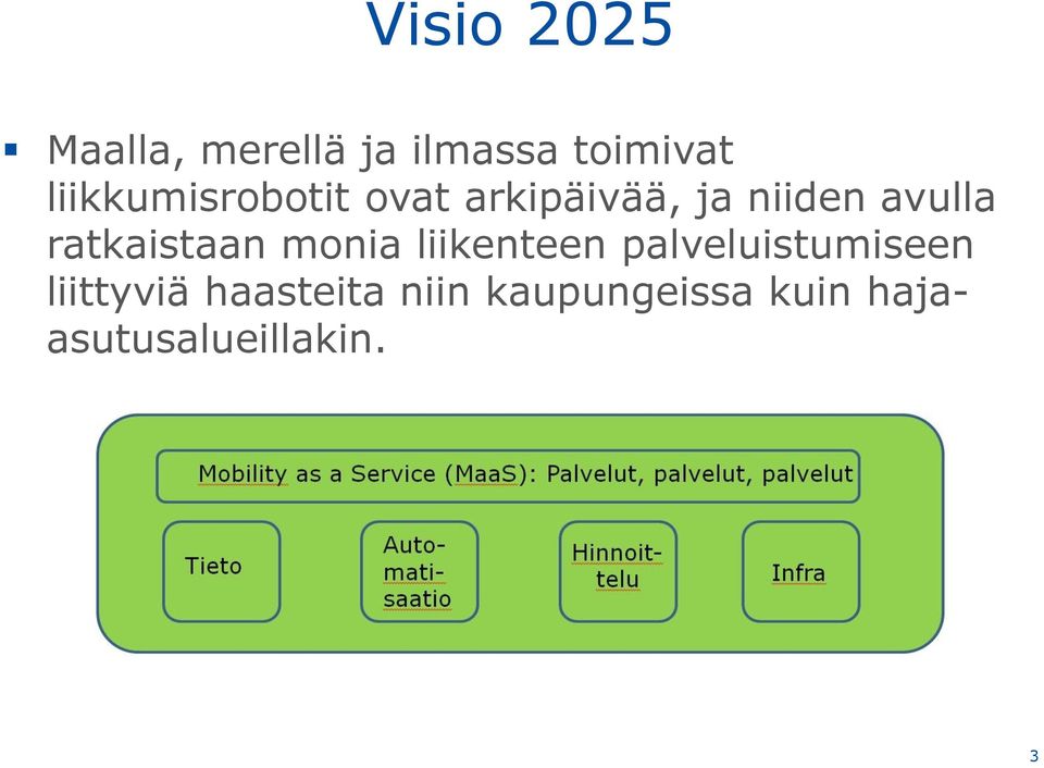 ratkaistaan monia liikenteen palveluistumiseen