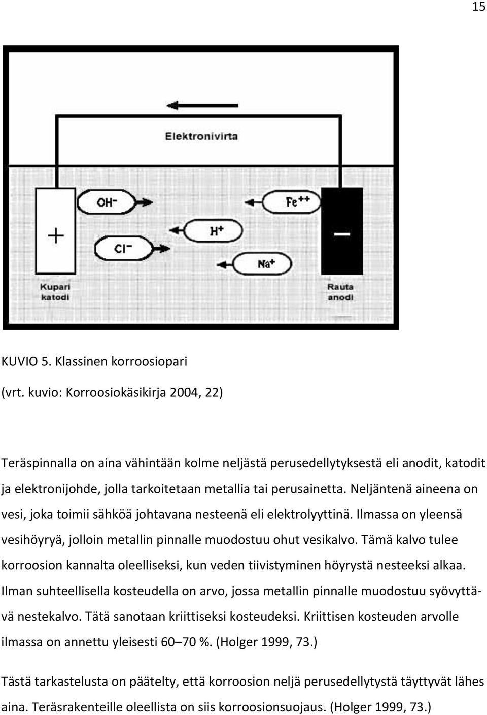 Neljäntenä aineena on vesi, joka toimii sähköä johtavana nesteenä eli elektrolyyttinä. Ilmassa on yleensä vesihöyryä, jolloin metallin pinnalle muodostuu ohut vesikalvo.