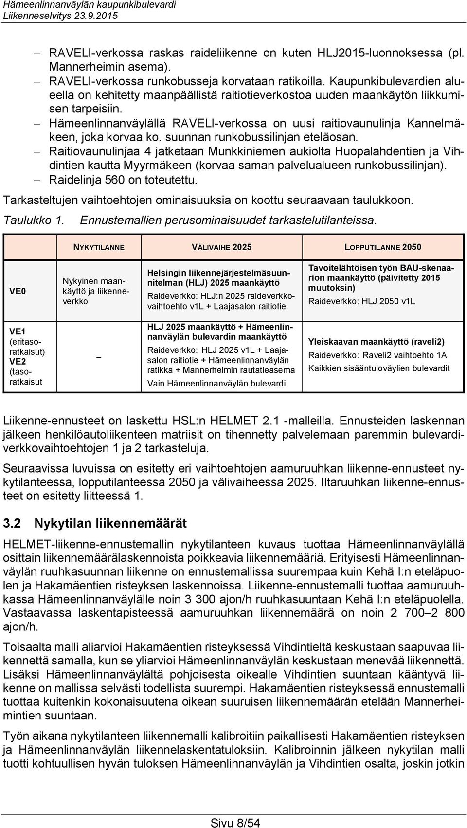 Hämeenlinnanväylällä RAVELI-verkossa on uusi raitiovaunulinja Kannelmäkeen, joka korvaa ko. suunnan runkobussilinjan eteläosan.