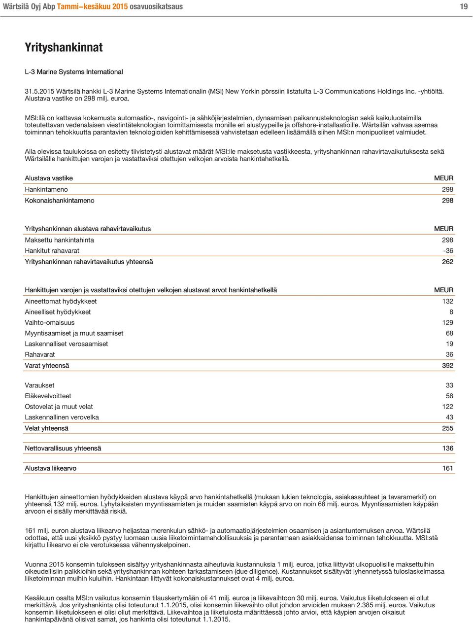 MSI:llä on kattavaa kokemusta automaatio-, navigointi- ja sähköjärjestelmien, dynaamisen paikannusteknologian sekä kaikuluotaimilla toteutettavan vedenalaisen viestintäteknologian toimittamisesta