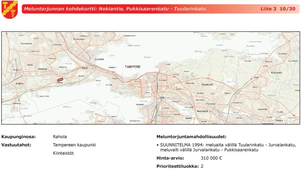 meluaita välillä Tuularinkatu - Jurvalankatu, meluvalli välillä