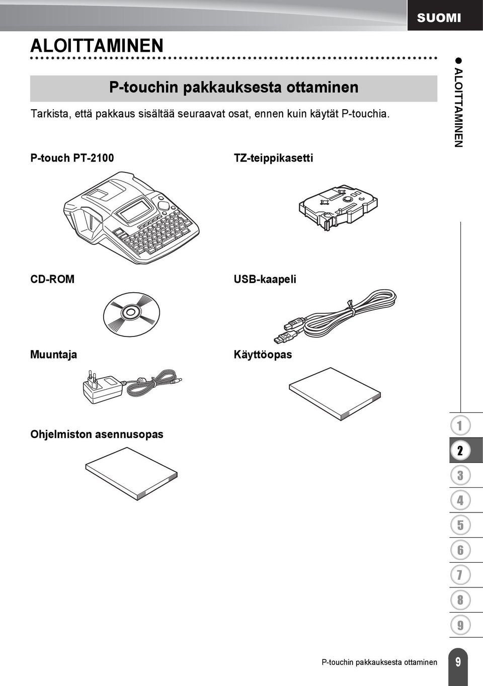 P-touch PT-00 TZ-teippikasetti SUOMI ALOITTAMINEN CD-ROM