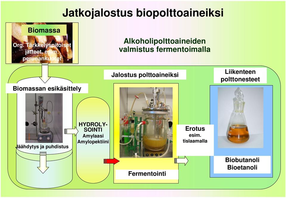 Tärkkelyspitoiset Puubiomassa jätteet, esim. perunankuoret Orgaaniset lignoselluloosapohj.