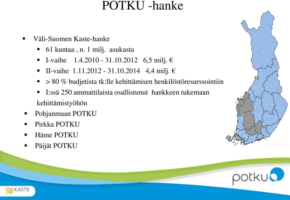 > 80 % budjetista tk:lle kehittämisen henkilöstöresurssointiin I:ssä 250