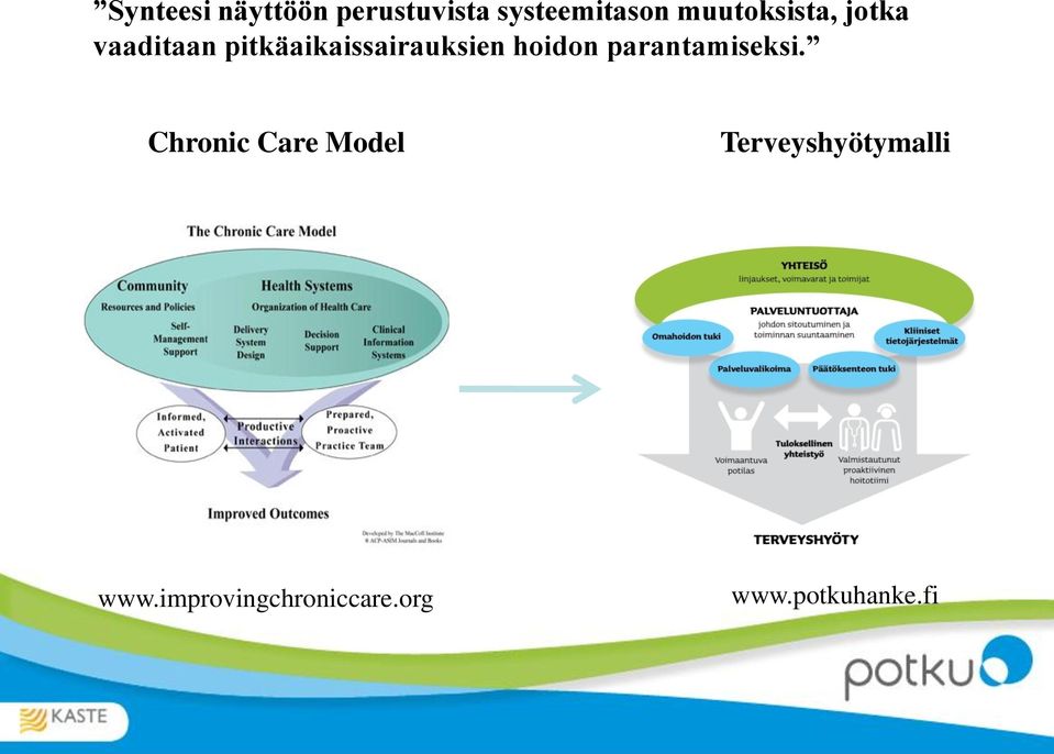 pitkäaikaissairauksien hoidon parantamiseksi.