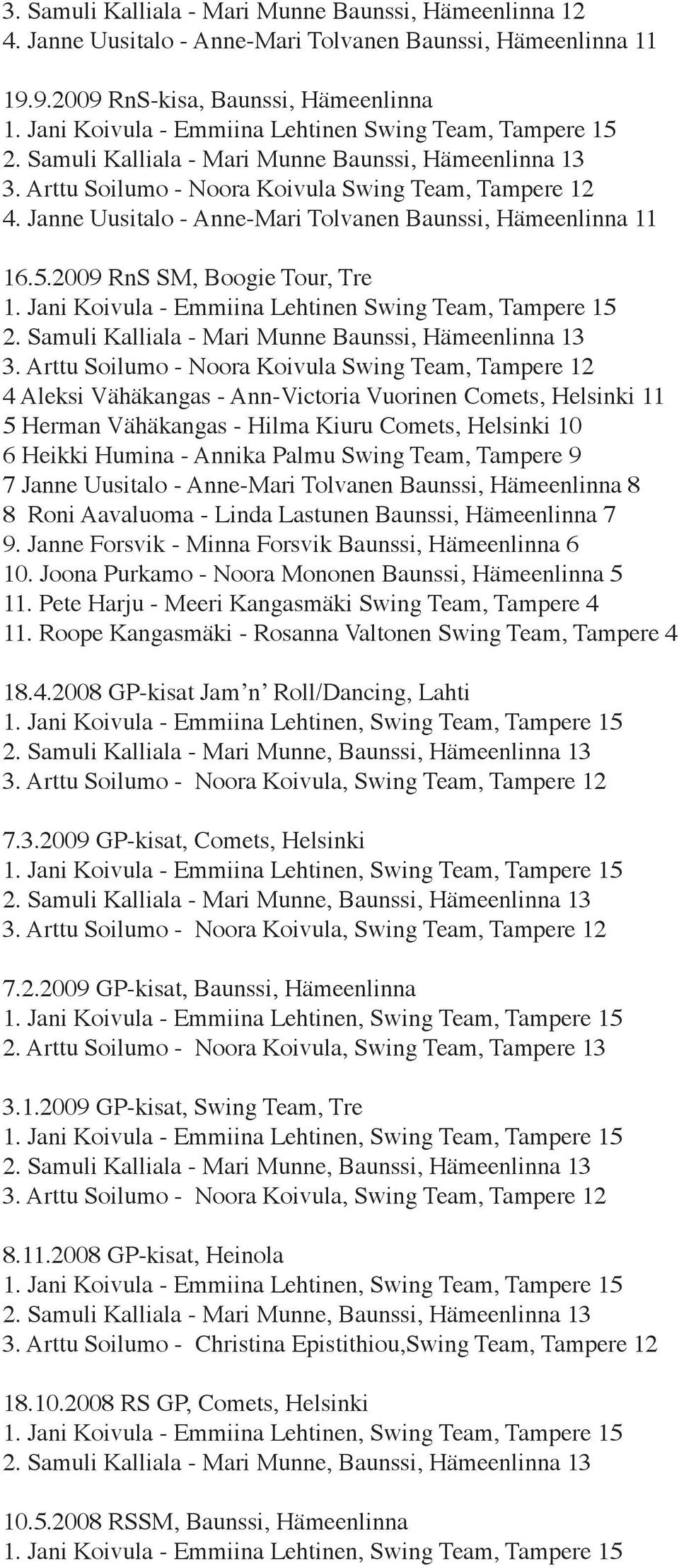 Jani Koivula - Emmiina Lehtinen Swing Team, Tampere 15 3.