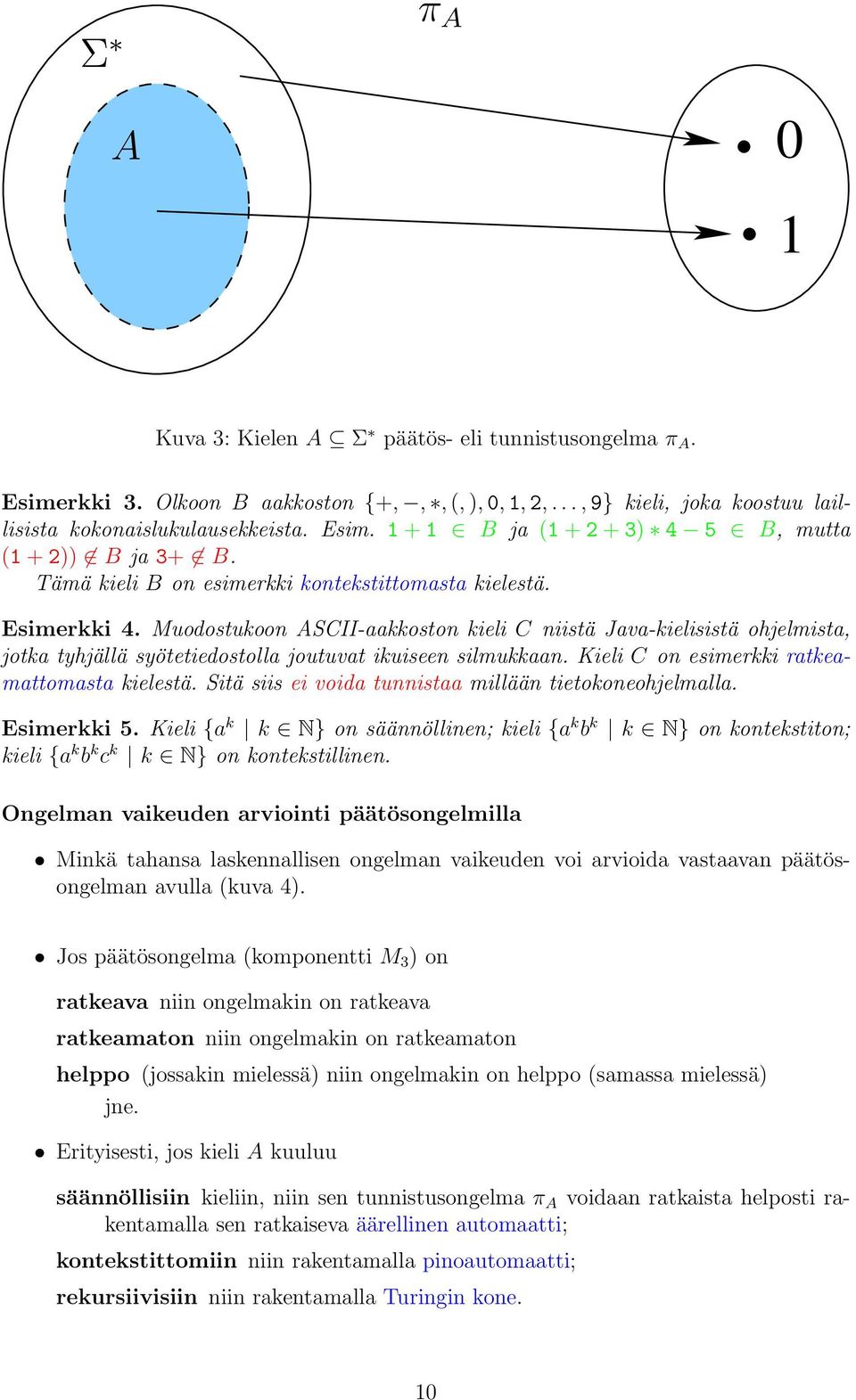 Kieli C on esimerkki ratkeamattomasta kielestä. Sitä siis ei voida tunnistaa millään tietokoneohjelmalla. Esimerkki 5.