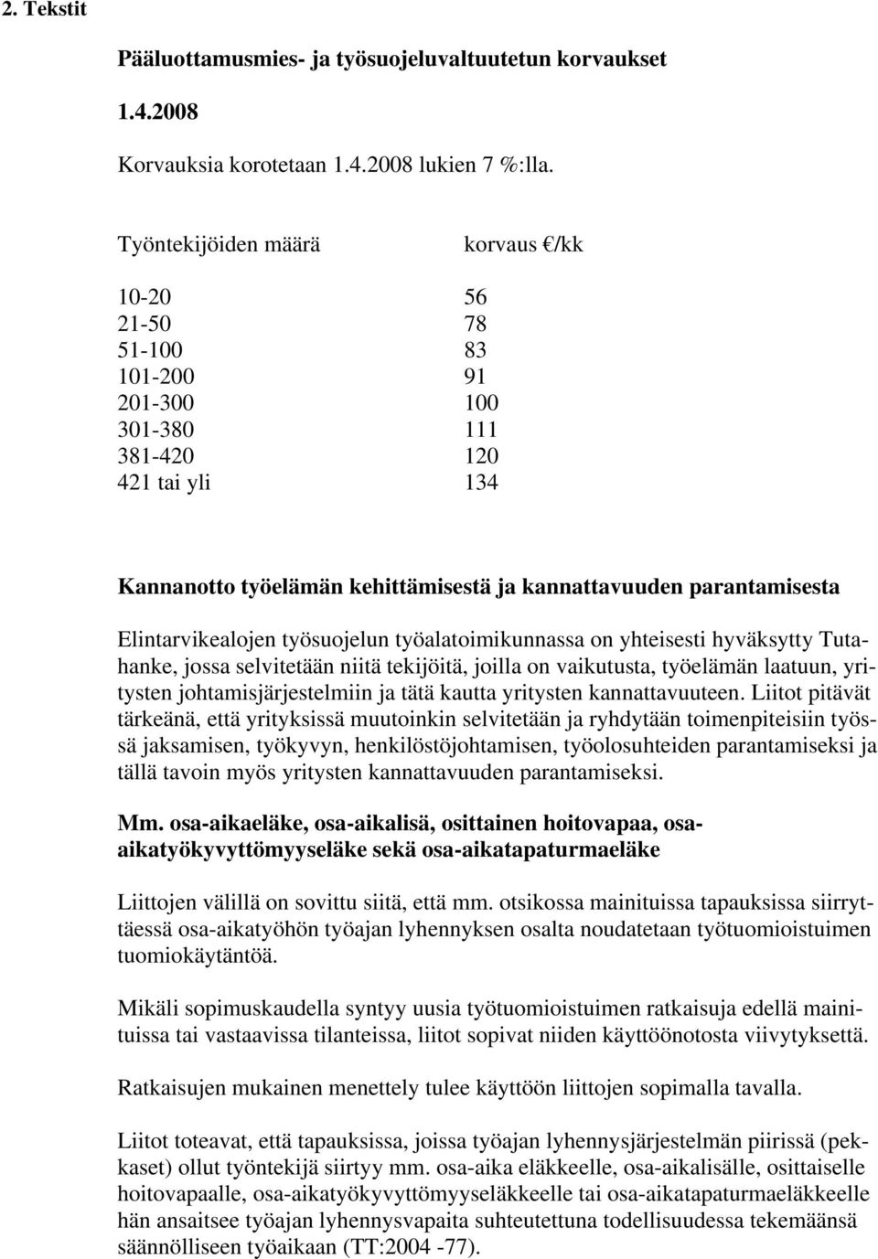 Elintarvikealojen työsuojelun työalatoimikunnassa on yhteisesti hyväksytty Tutahanke, jossa selvitetään niitä tekijöitä, joilla on vaikutusta, työelämän laatuun, yritysten johtamisjärjestelmiin ja