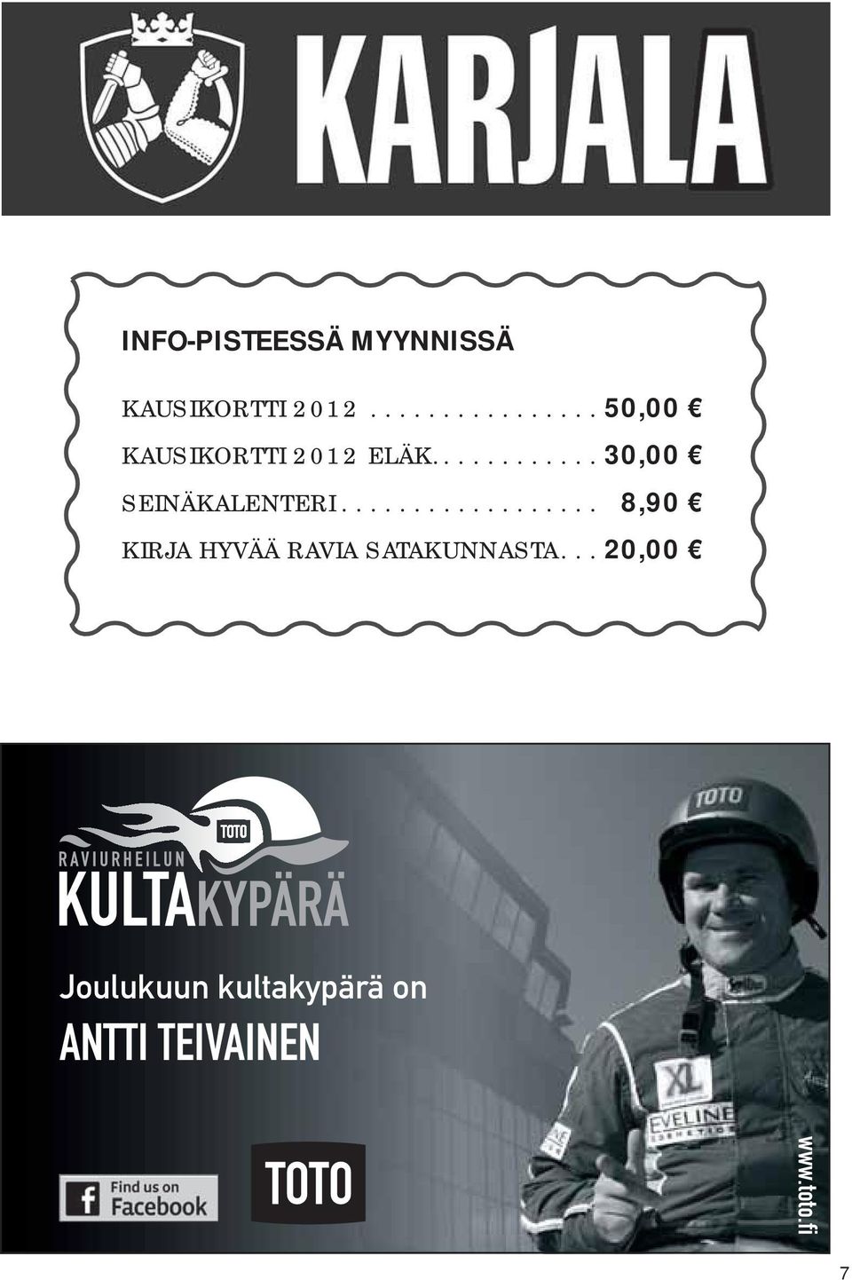 ........... 30,00 SEINÄKALENTERI.