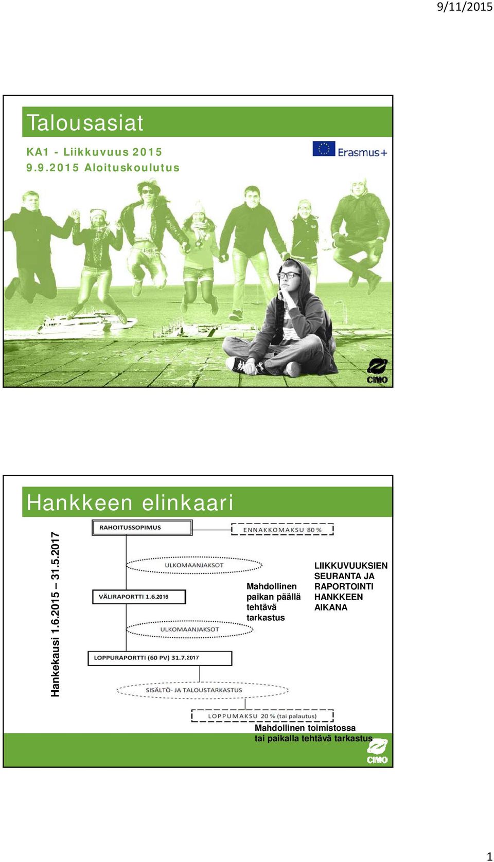 Aloituskoulutus Hankkeen elinkaari Hankekausi 1.6.2015 
