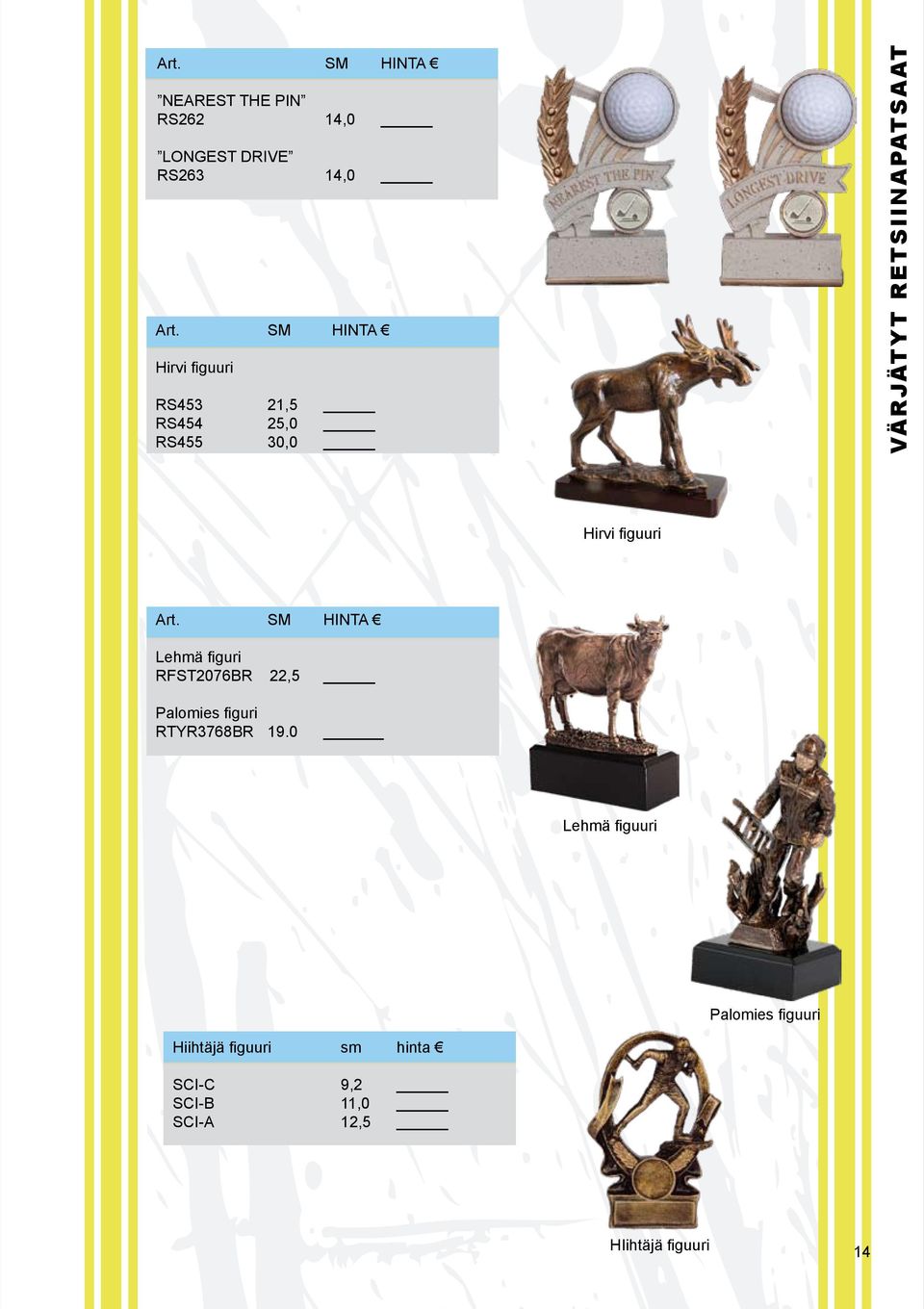 figuuri Art. SM HINTA Lehmä figuri RFST2076BR 22,5 Palomies figuri RTYR3768BR 19.